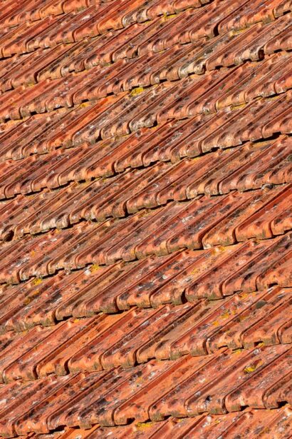 textured terracotta roof tiles with highlighting details
