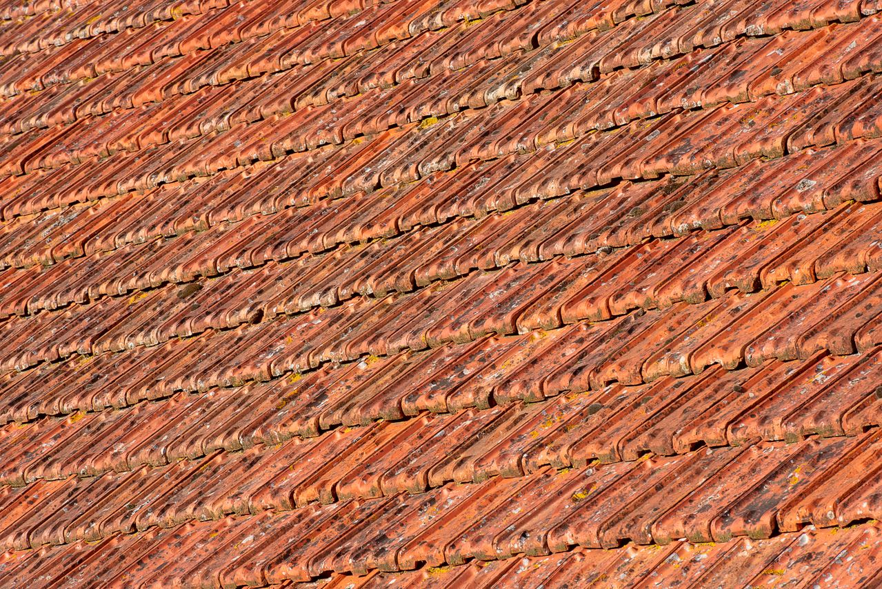 textured terracotta roof tiles with highlighting details